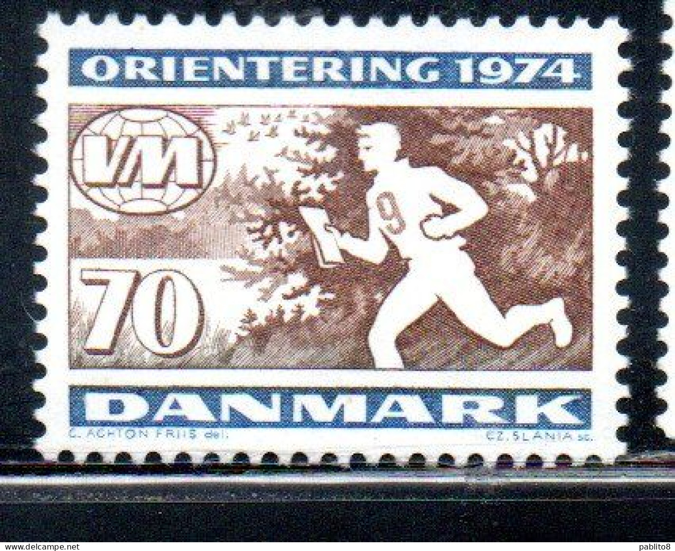 DANEMARK DANMARK DENMARK DANIMARCA 1974 WORLD ORIENTEERING CHAMPIONSHIPS RUNNER 70o MNH - Nuovi