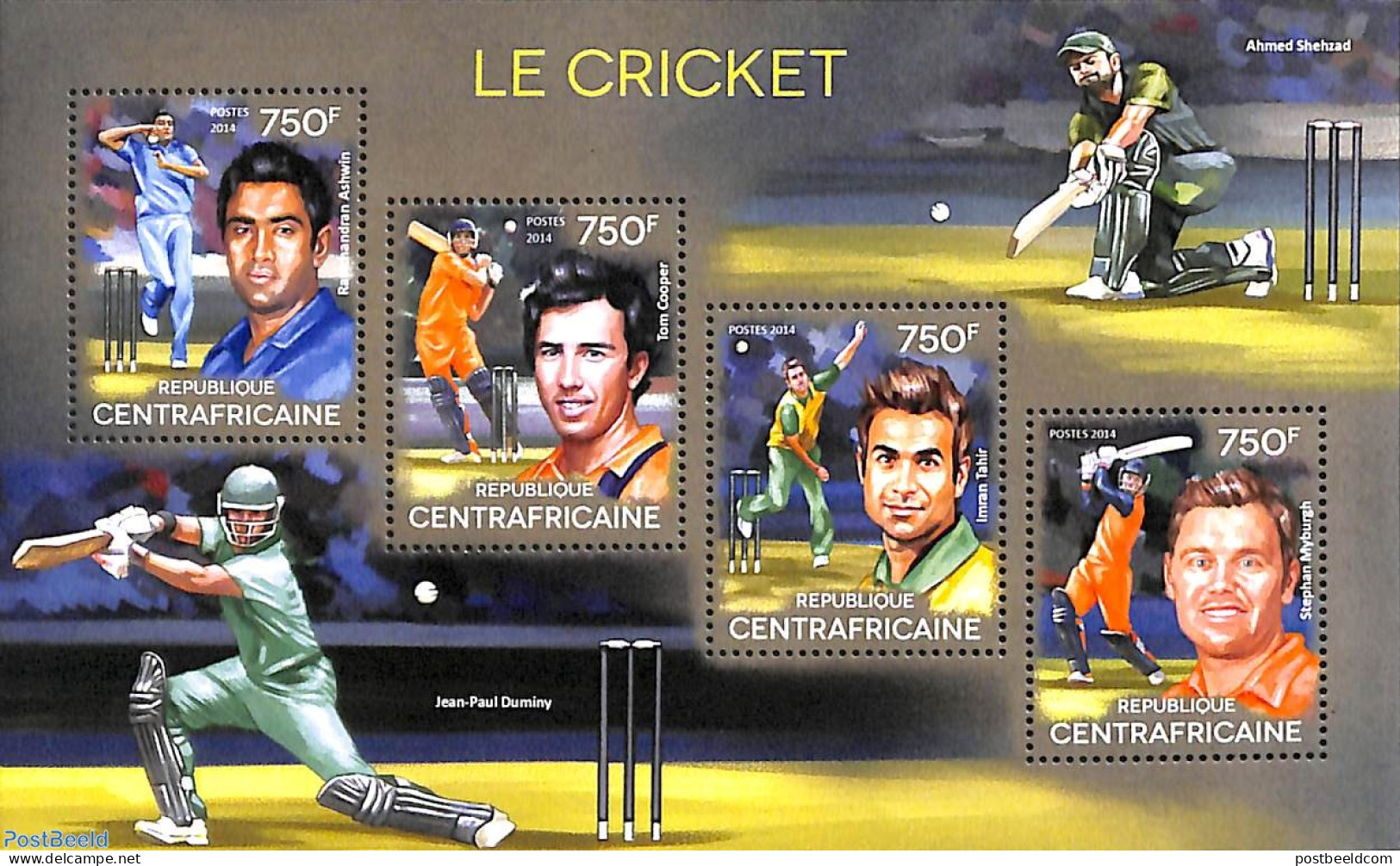 Central Africa 2014 Cricket 4v M/s, Mint NH, Sport - Cricket - Cricket