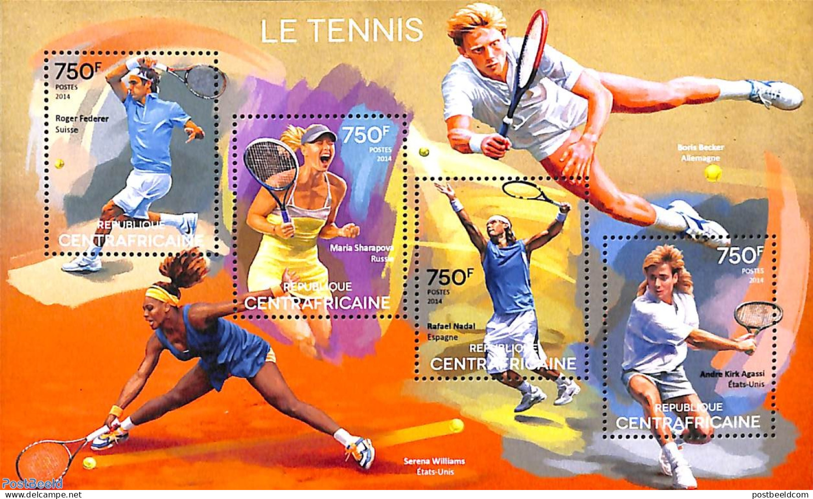 Central Africa 2014 Tennis 4v M/s, Mint NH, Sport - Tennis - Tennis