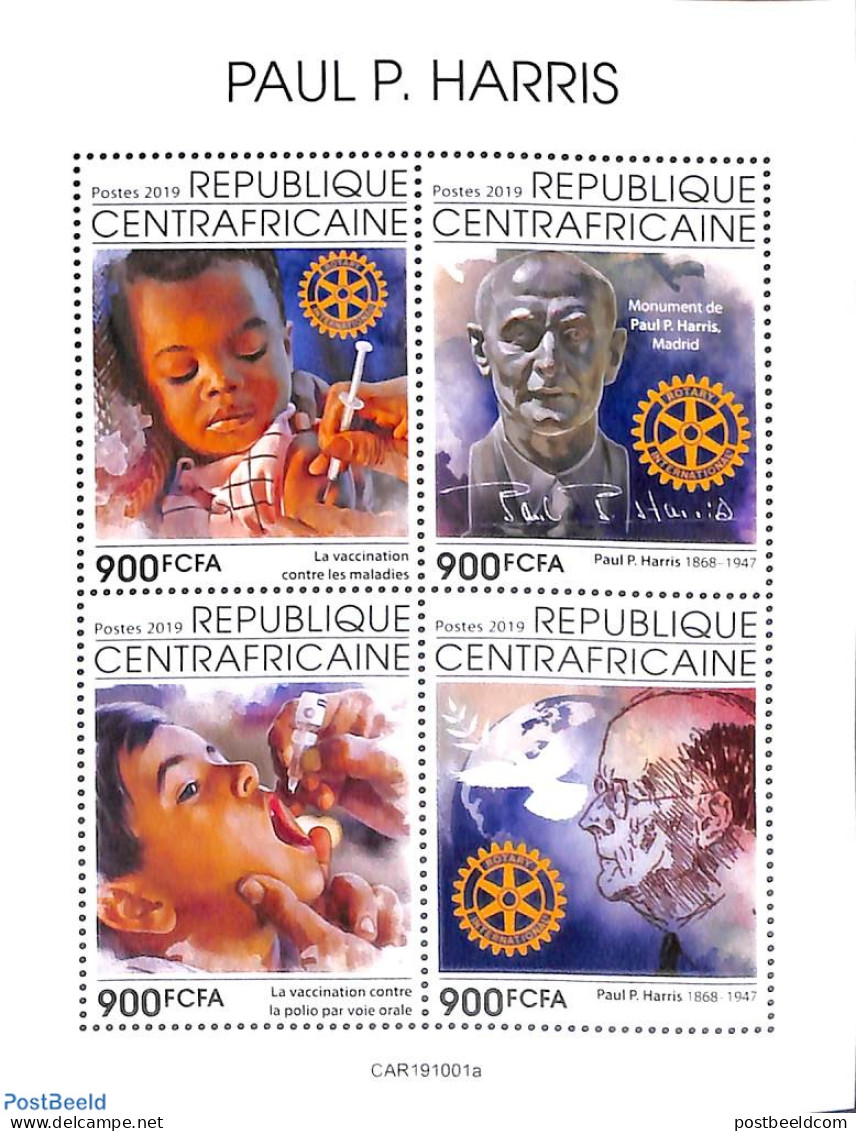 Central Africa 2019 P.P. Harris 4v M/s, Mint NH, Various - Rotary - Rotary Club