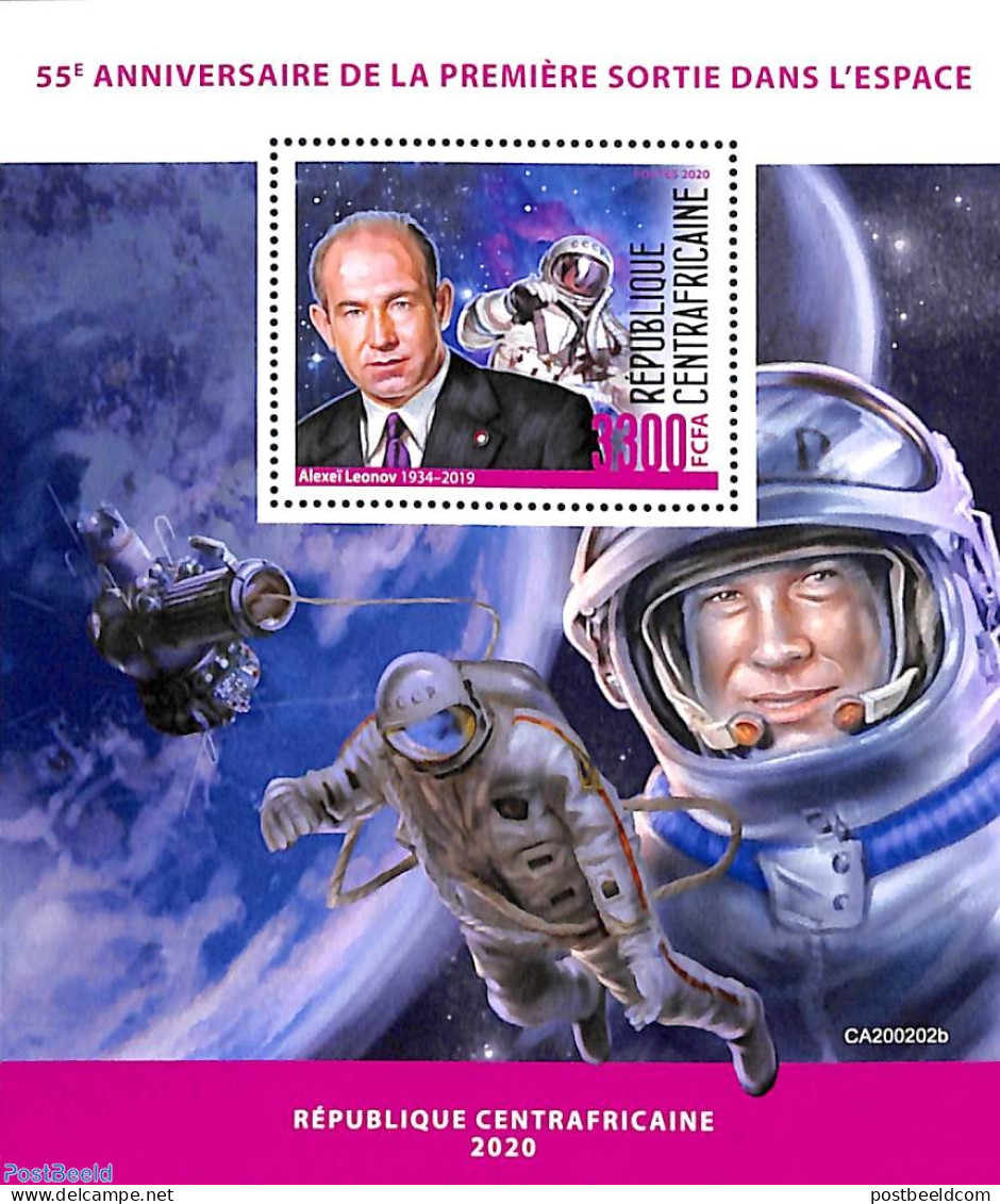 Central Africa 2020 First Space Walk S/s, Mint NH, Transport - Space Exploration - Central African Republic