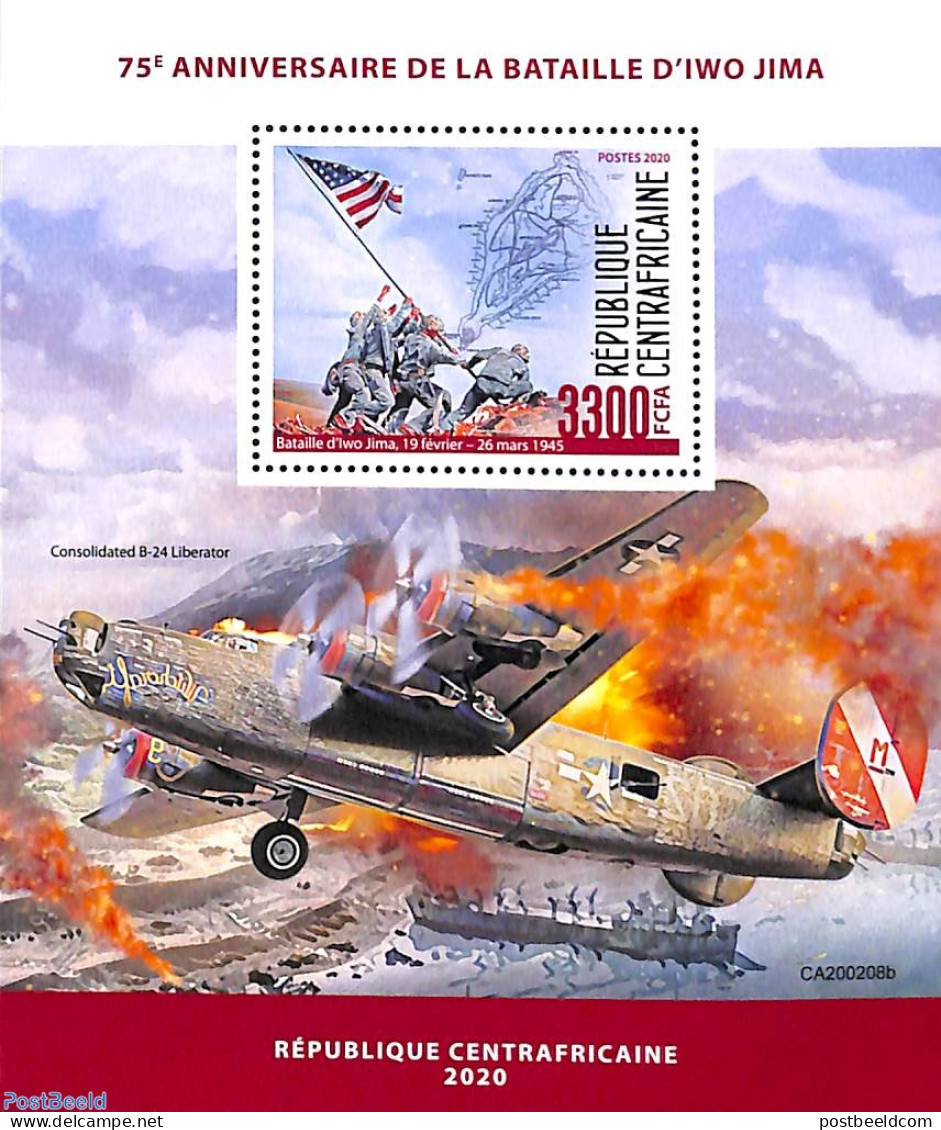 Central Africa 2020 Iwo Jima Battle S/s, Mint NH, History - Various - World War II - Maps - WW2