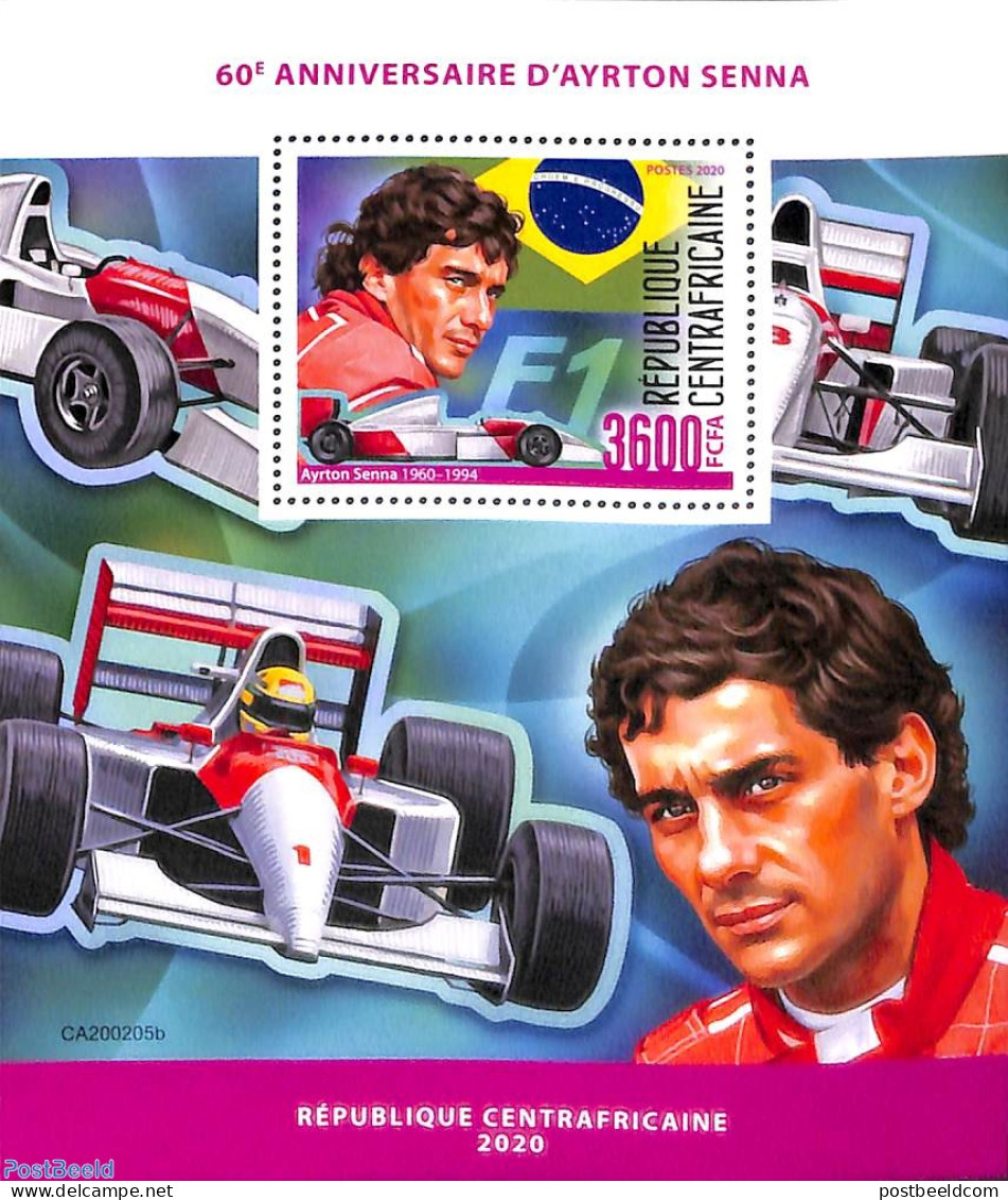 Central Africa 2020 Ayrton Senna S/s, Mint NH, Sport - Autosports - Centrafricaine (République)