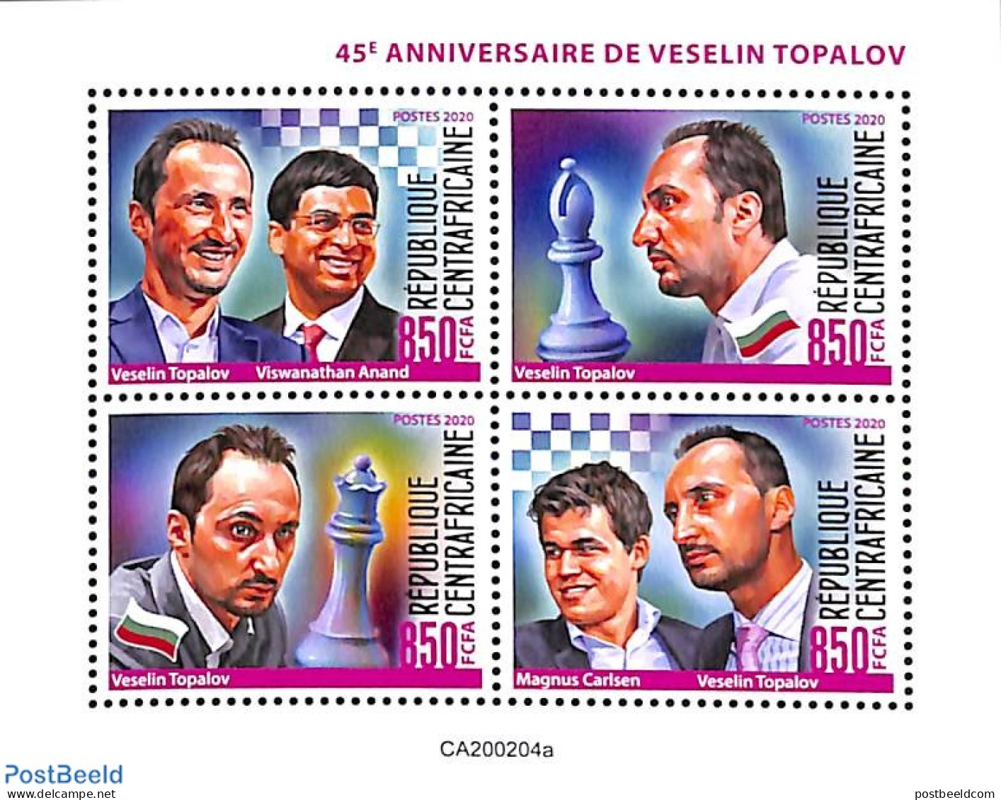 Central Africa 2020 Chess 4v M/s, Mint NH, Sport - Chess - Chess