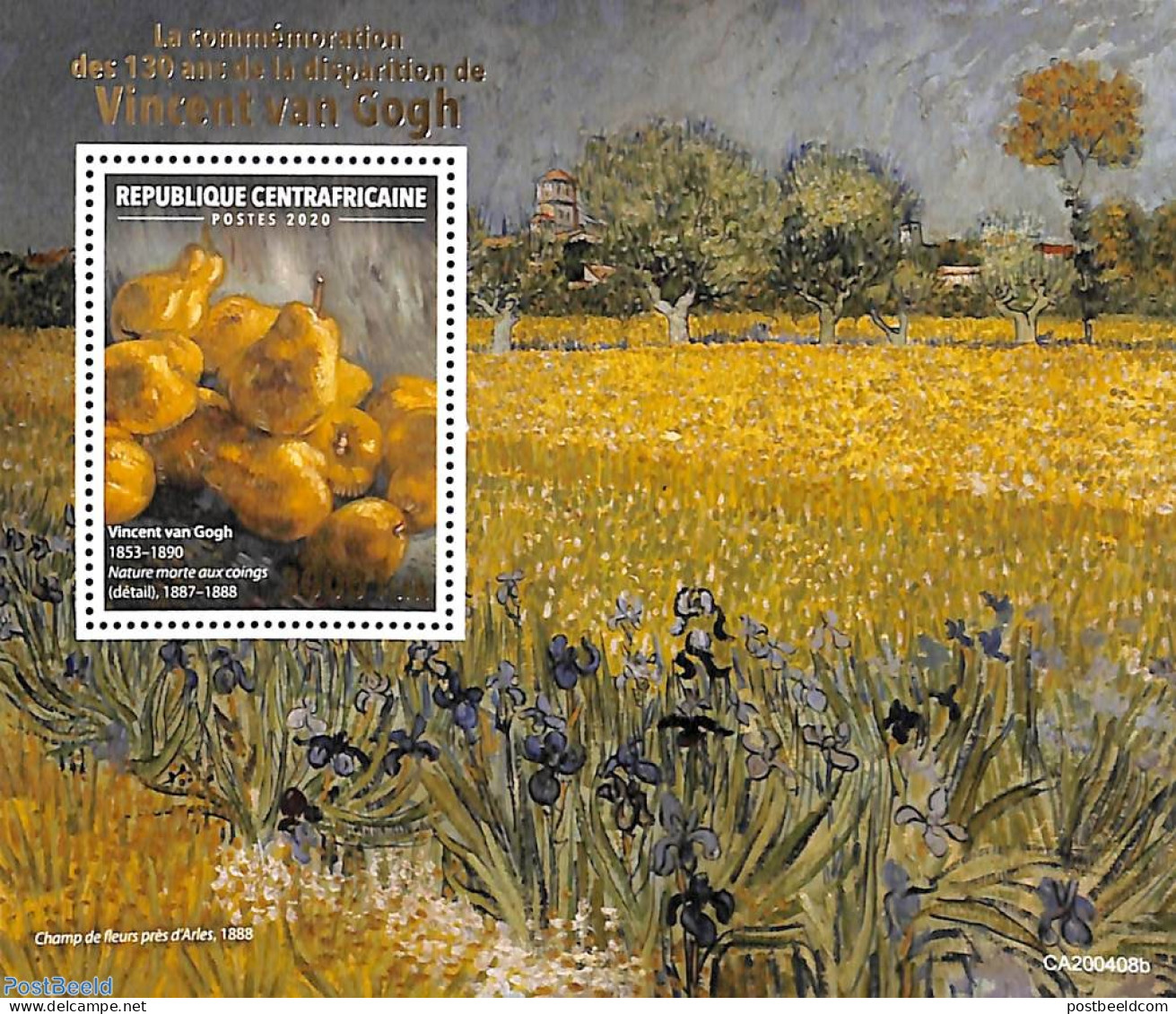 Central Africa 2020 Vincent Van Gogh S/s, Mint NH, Art - Modern Art (1850-present) - Paintings - Vincent Van Gogh - Centrafricaine (République)
