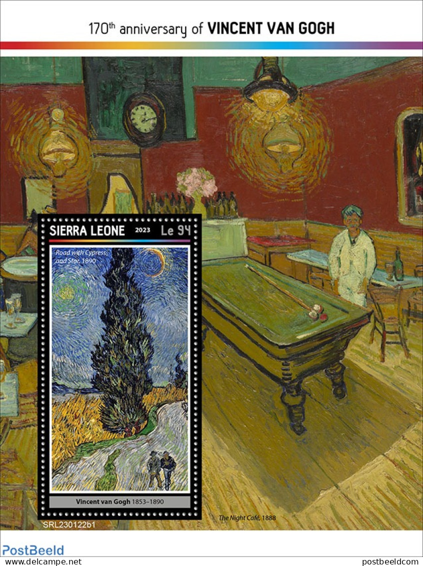 Sierra Leone 2023 Vincent Van Gogh, Mint NH, Nature - Sport - Trees & Forests - Billiards - Art - Clocks - Paintings -.. - Rotary Club