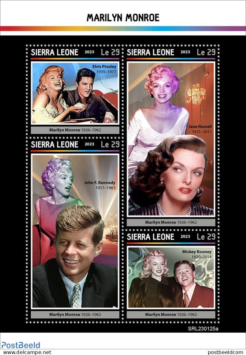 Sierra Leone 2023 Marilyn Monroe, Mint NH, History - Performance Art - American Presidents - Marilyn Monroe - Movie St.. - Acteurs
