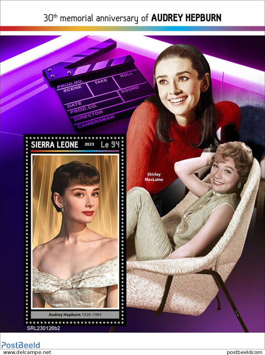 Sierra Leone 2023 Audrey Hepburn, Mint NH, Performance Art - Movie Stars - Actors