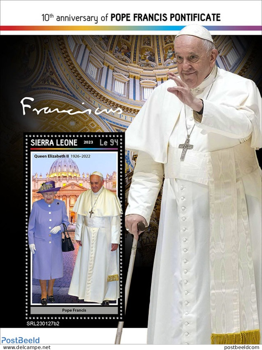 Sierra Leone 2023 Pope Francis, Mint NH, History - Religion - Kings & Queens (Royalty) - Pope - Royalties, Royals