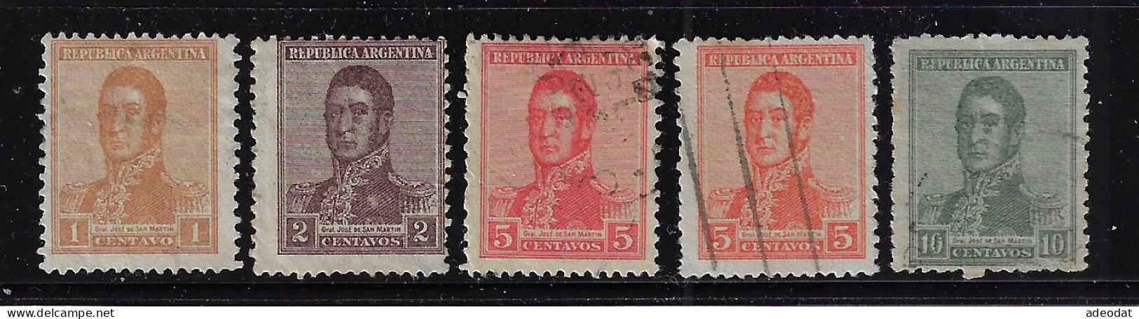 ARGENTINA  1917  SCOTT #232,233,236(2),237 USED - Used Stamps