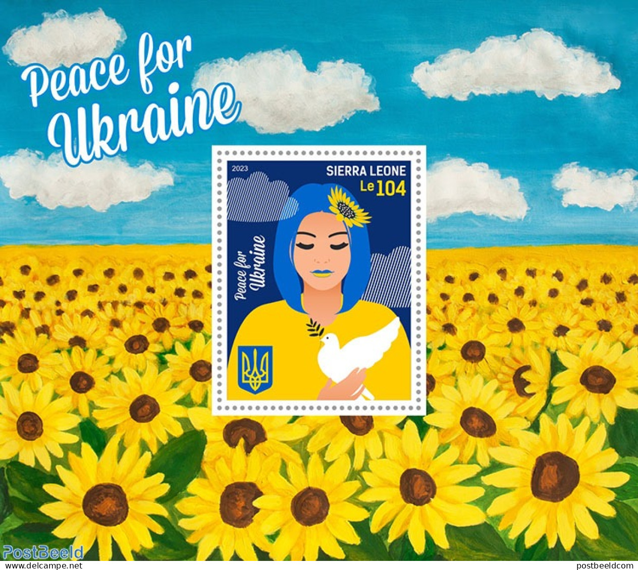 Sierra Leone 2023 Peace For Ukraine, Mint NH, History - Nature - Peace - Flowers & Plants - Pigeons - Other & Unclassified