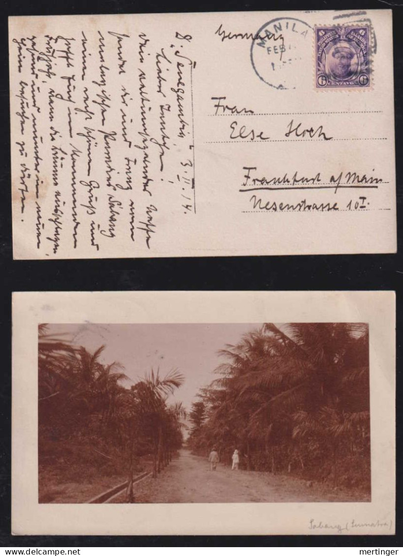 USA Philippines 1914 Picture Postcard MANILA X FRANKFURT Germany Sebang Sumatra - Philippines