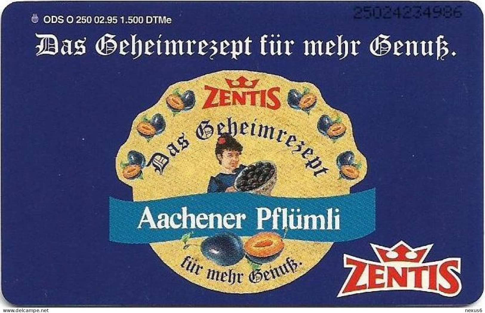 Germany - Zentis - Aachener Pflümli - O 0250 - 02.1995, 6DM, 1.500ex, Mint - O-Reeksen : Klantenreeksen