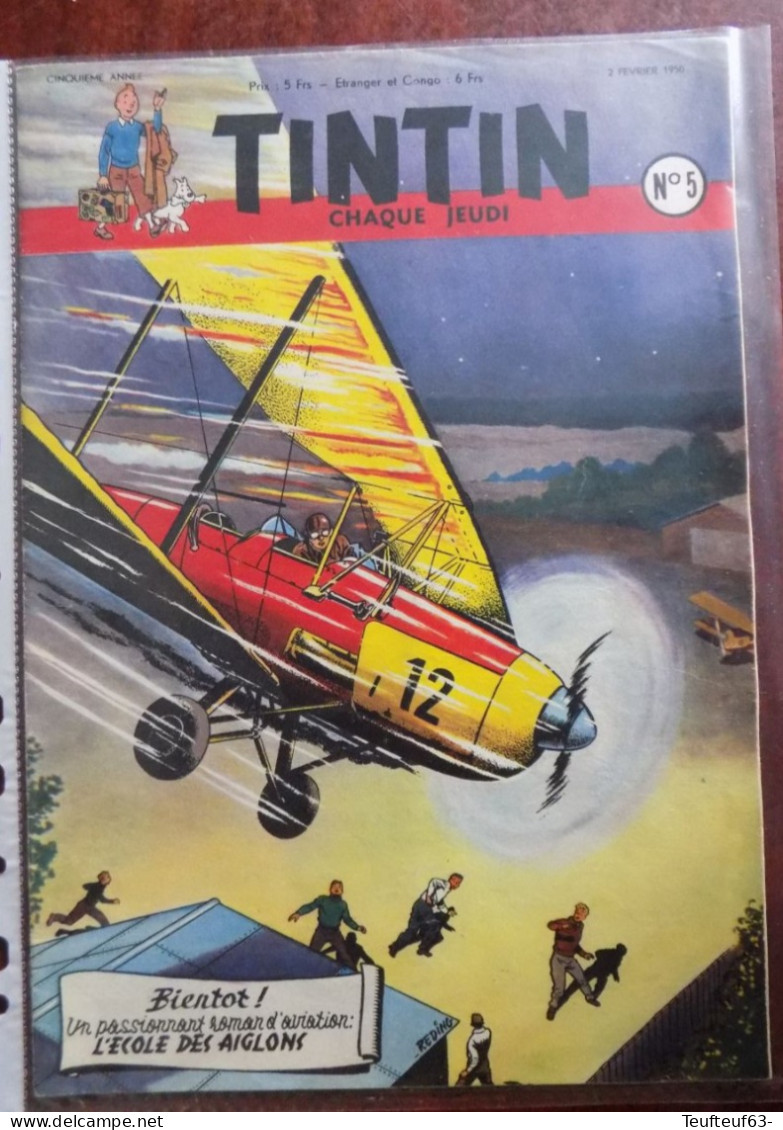 Tintin N° 5-1950 Couv. Reding - Tintin Et L'or Noir - - Tintin