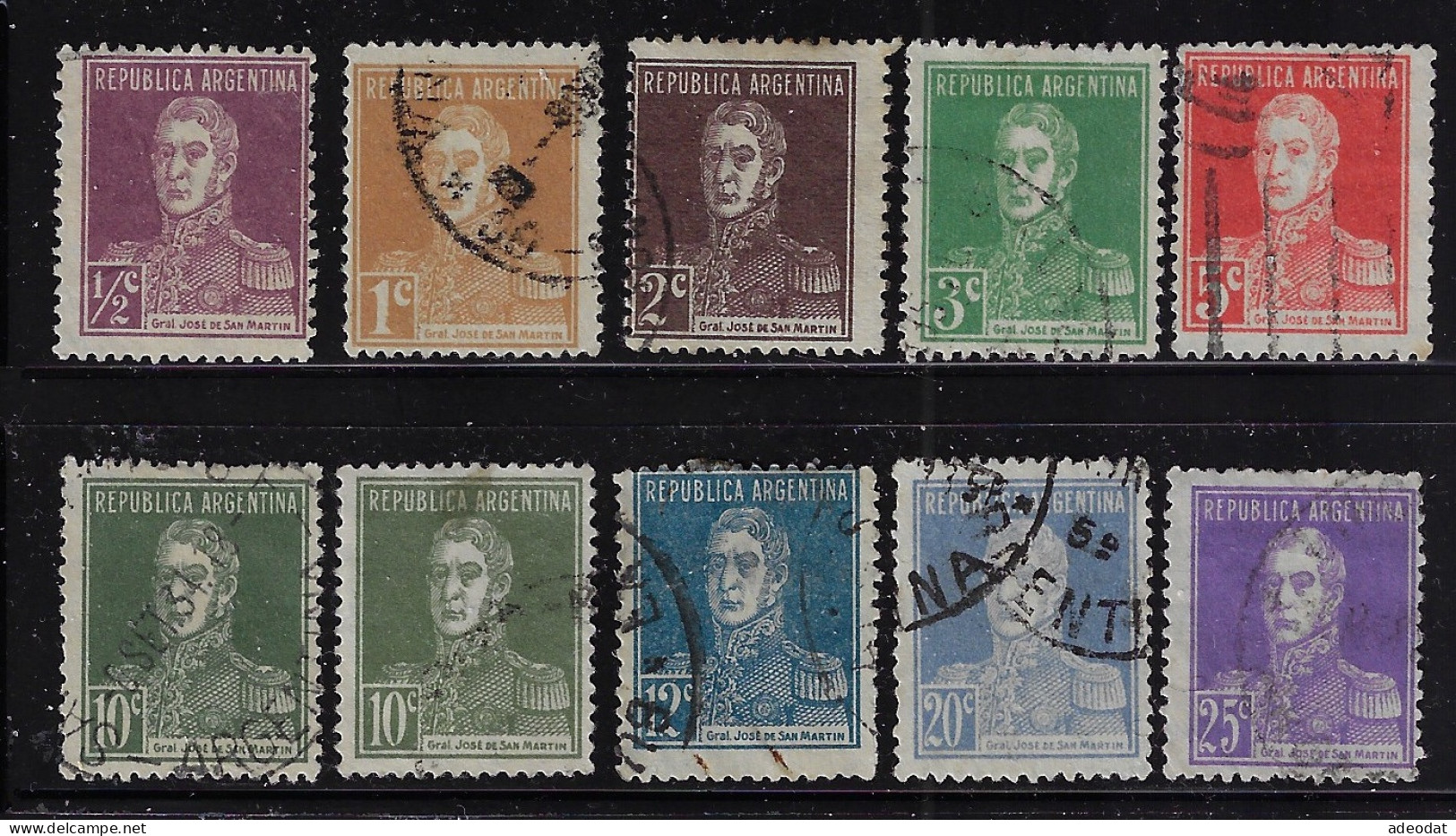 ARGENTINA  1923  SCOTT #340-343,345-348,350 USED - Used Stamps