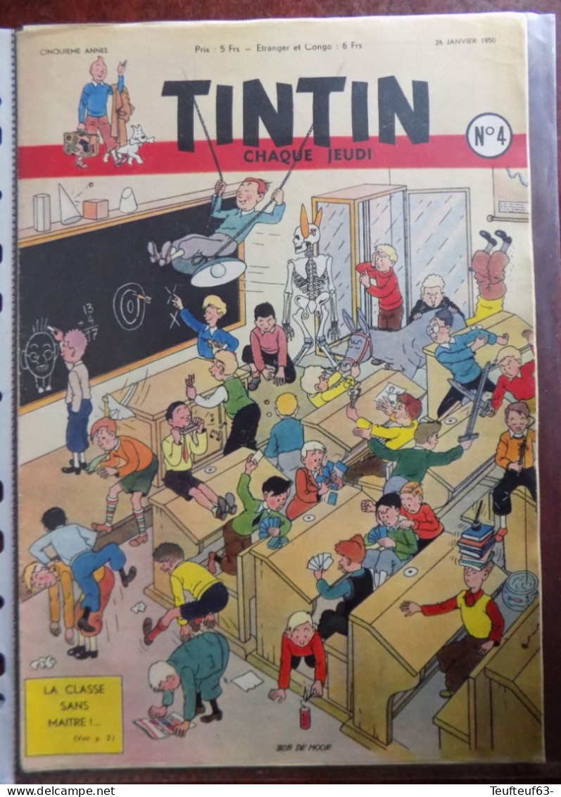 Tintin N° 4-1950 Couv. Bob De Moor - Tintin Et L'or Noir - Buffalo Bill - Tintin