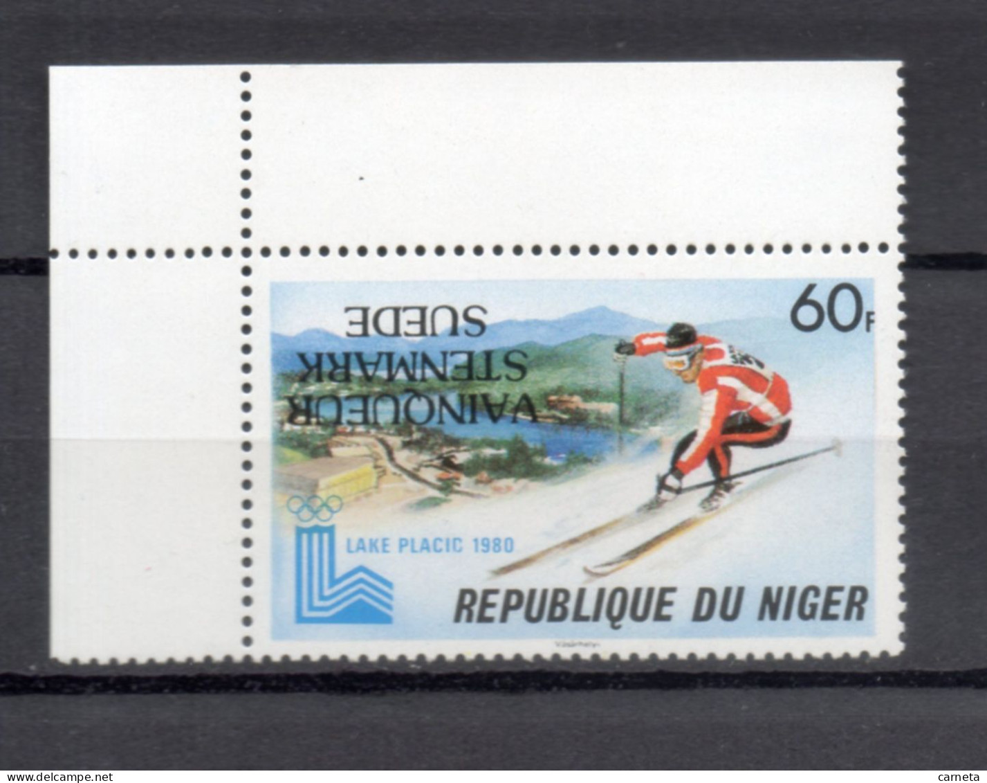 NIGER   N° 504  SURCHARGE RENVERSEE    NEUF SANS CHARNIERE  COTE ? €    JEUX OLYMPIQUES LAKE PLACID SPORT - Niger (1960-...)