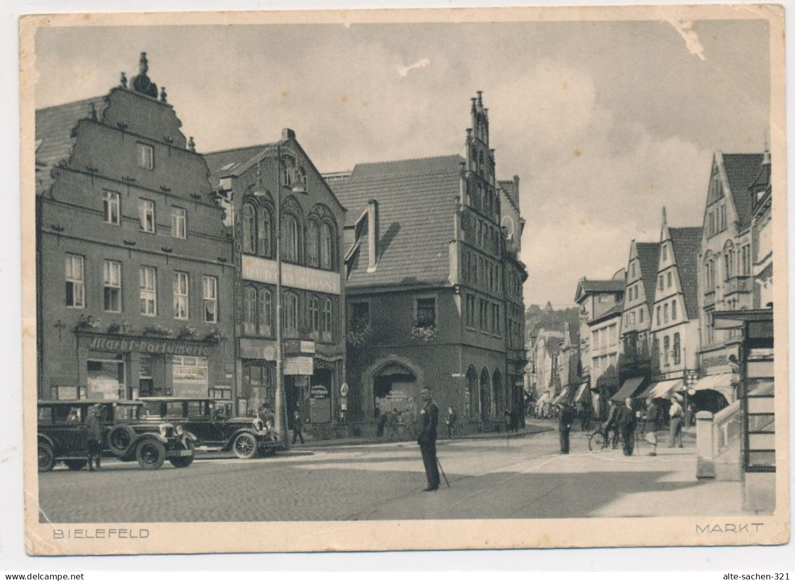 AK 1934 Alter Markt Belebt Nach Obernstraße Bielefeld - Bielefeld