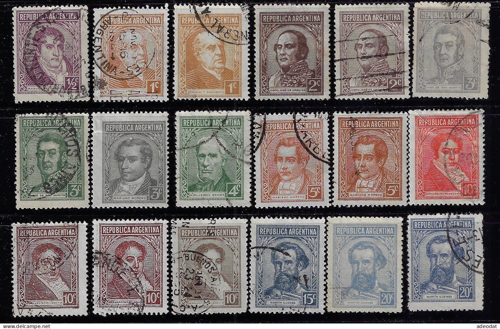 ARGENTINA  1935  SCOTT #128...140 (18 USED) - Used Stamps