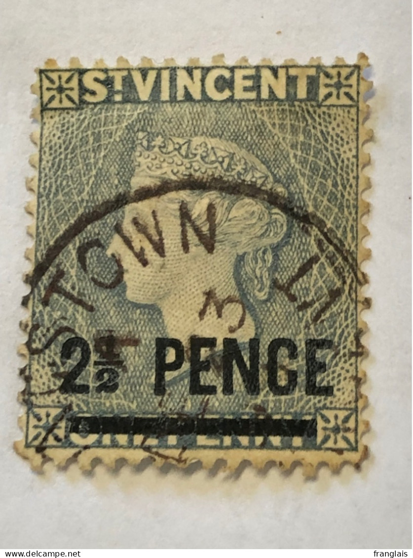 SAINT VINCENT. SG 49 2 1/2d On 1d Milky Blue FU. CV £11s - St.Vincent (...-1979)
