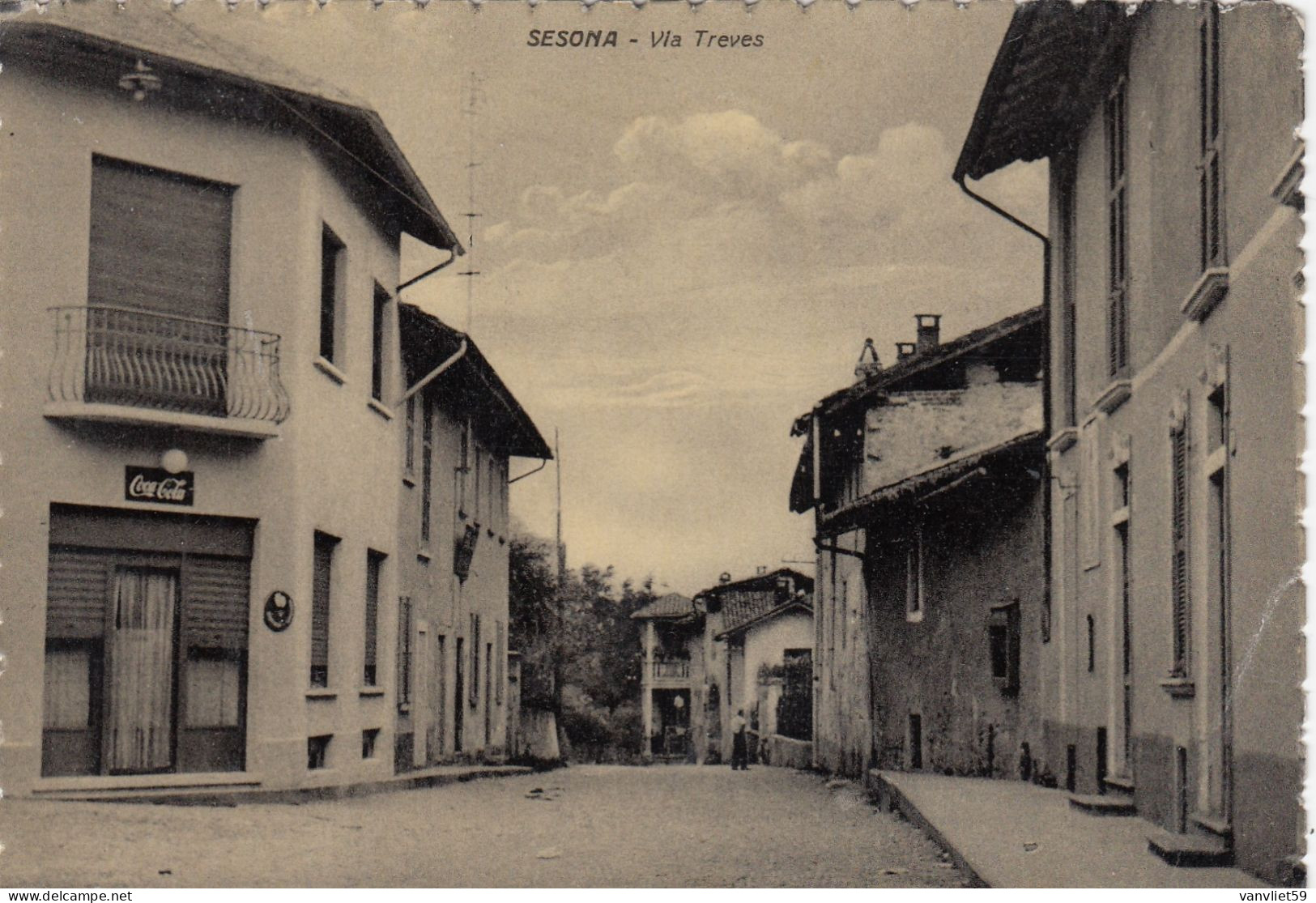 SESONA-VERGIATE-VARESE-VIA TREVES-INSEGNA =COCACOLA=-CARTOLINA VERA FOTOGRAFIA  VIAGGIATA NEL 1990-PRODUZ 1950-1955 - Varese