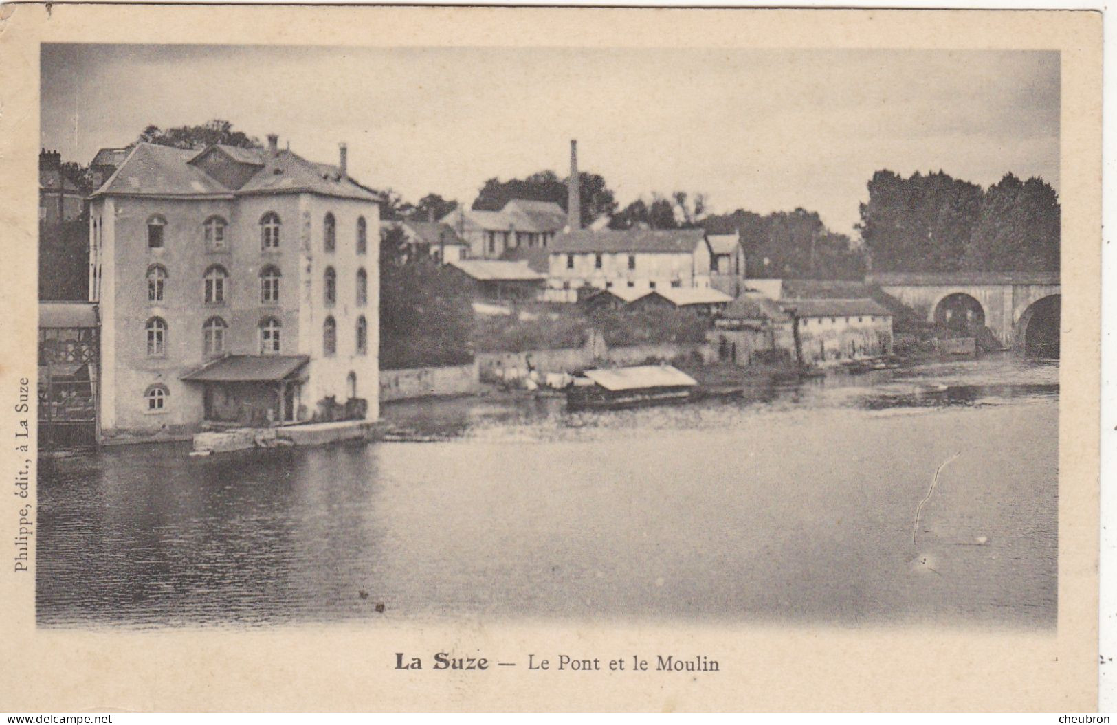 72.  LA SUZE. CPA. LE PONT ET LE MOULIN - La Suze Sur Sarthe