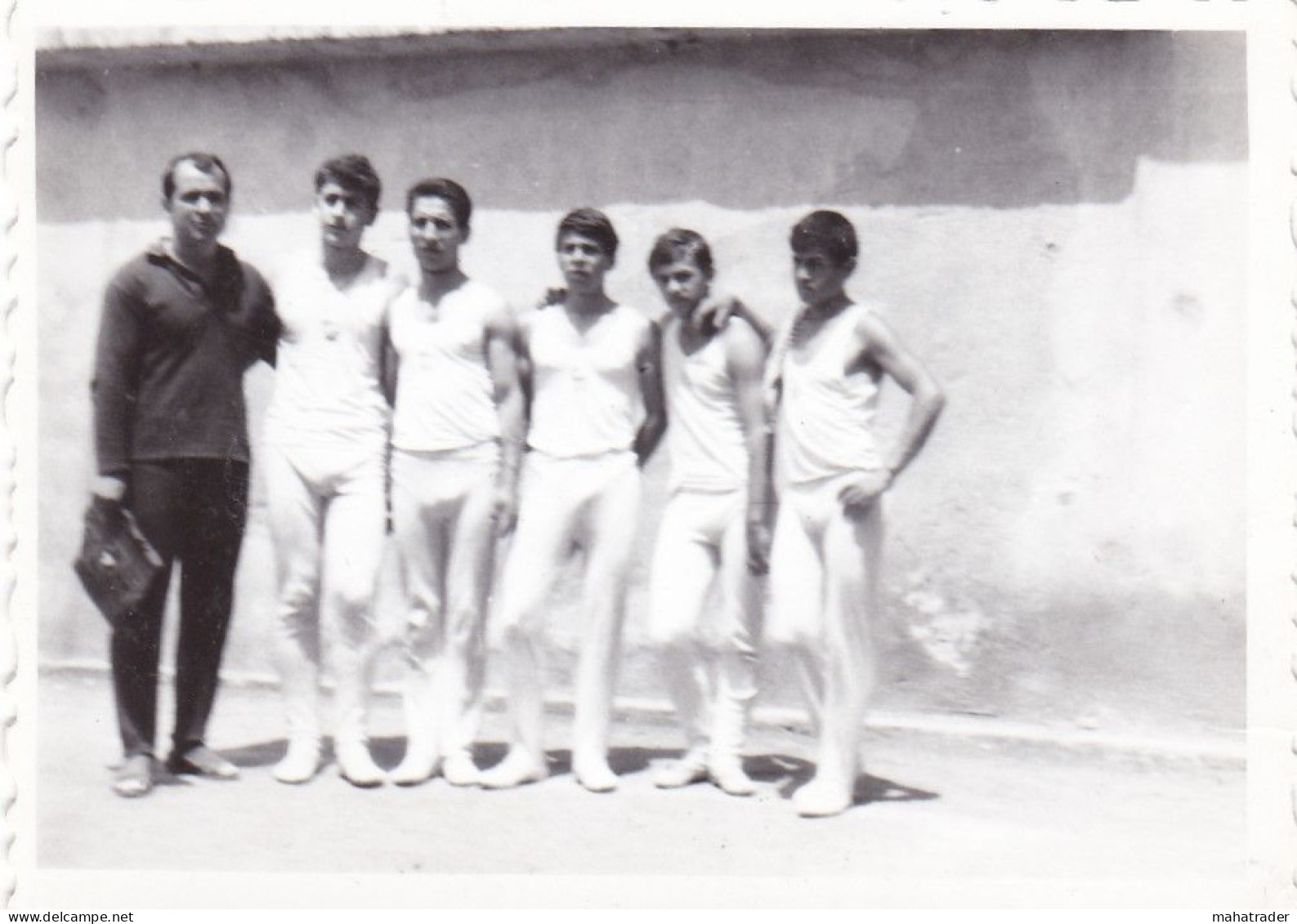 Old Real Original Photo - 5 Young Boys Gymnasts Posing - Ca. 8.5x6 Cm - Anonymous Persons