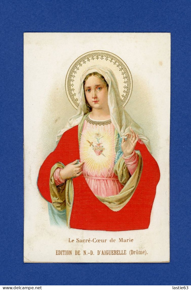 Image Religieuse Souvenir De  N. D. D' Aiguebelle  Le Sacré Cœur De Marie   Tissu  Soie - Devotion Images