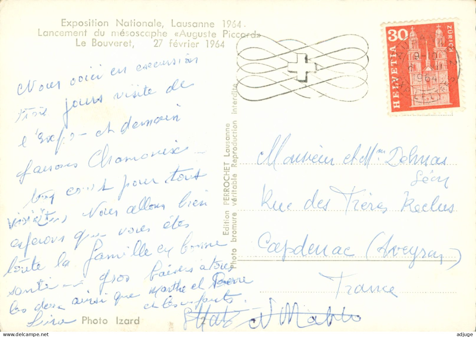 CPSM-Lancement Du Mésoscaphe"Auguste PICCARD" LE BOUVERET Le 27 Février 1964* Expo Nationale Lausanne - Lausanne