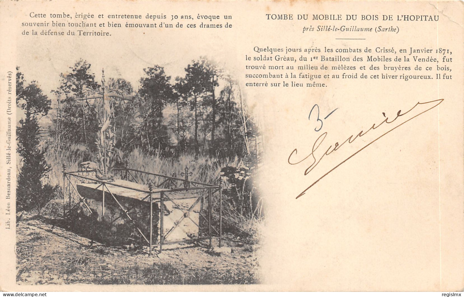 72-SILLE LE GUILLAUME-TOMBE DU MOBILE DU BOIS DE L HOPITAU-N°2164-A/0377 - Sille Le Guillaume