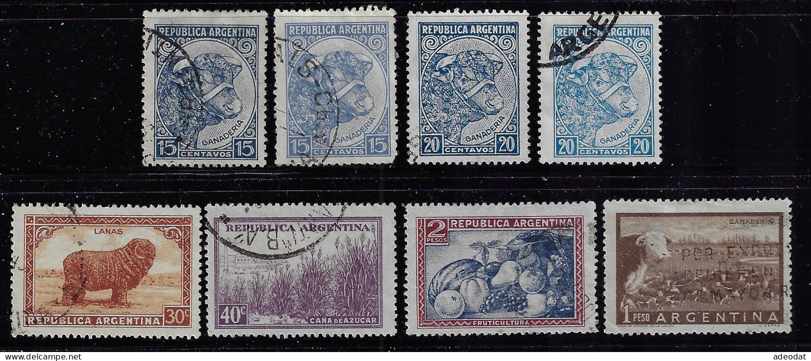 ARGENTINA  1935  SCOTT #434,435,439a,440,442,443,447 USED - Used Stamps