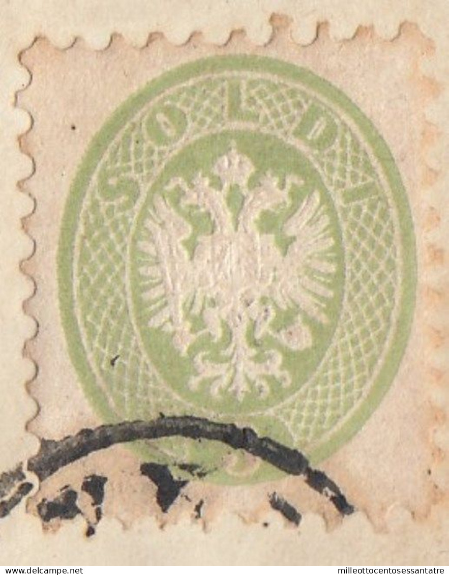 1787 - LOMBARDO VENETO - Involucro In P.D.del 1864 Da Venezia A Torino Con 2 Valori Da 3 Soldi Verde + 10 Soldi Azzurro - Lombardo-Venetien
