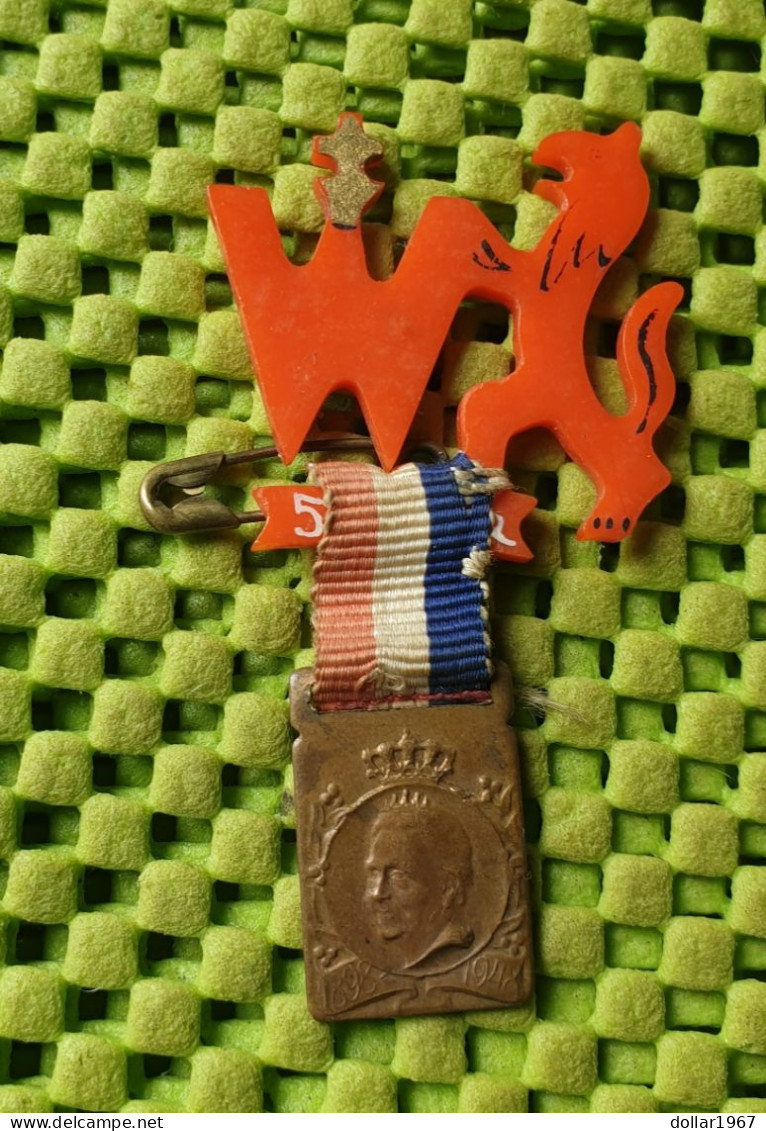 Medaile   : Draagspeld Koningin Wilhelmina 1898-1948 Origineel  -  Original Foto  !!  Medallion  Dutch . - Royaux/De Noblesse