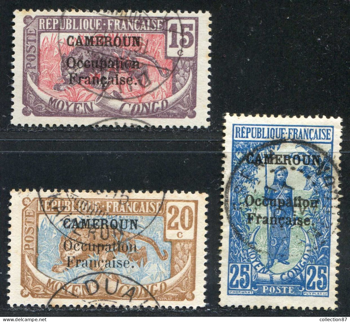 REF090 > CAMEROUN < Yv N° 72 + 73 + 74 Ø < Oblitéré - Used Ø -- - Used Stamps