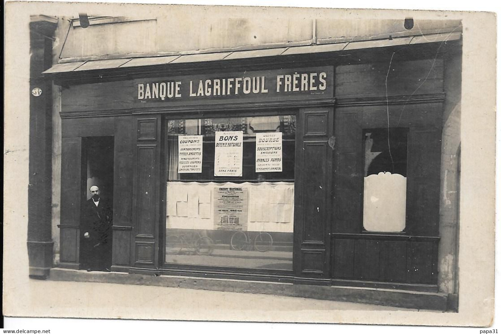 Carte Photo De La BANQUE LAGRIFFOUL FRERES - A Identifier