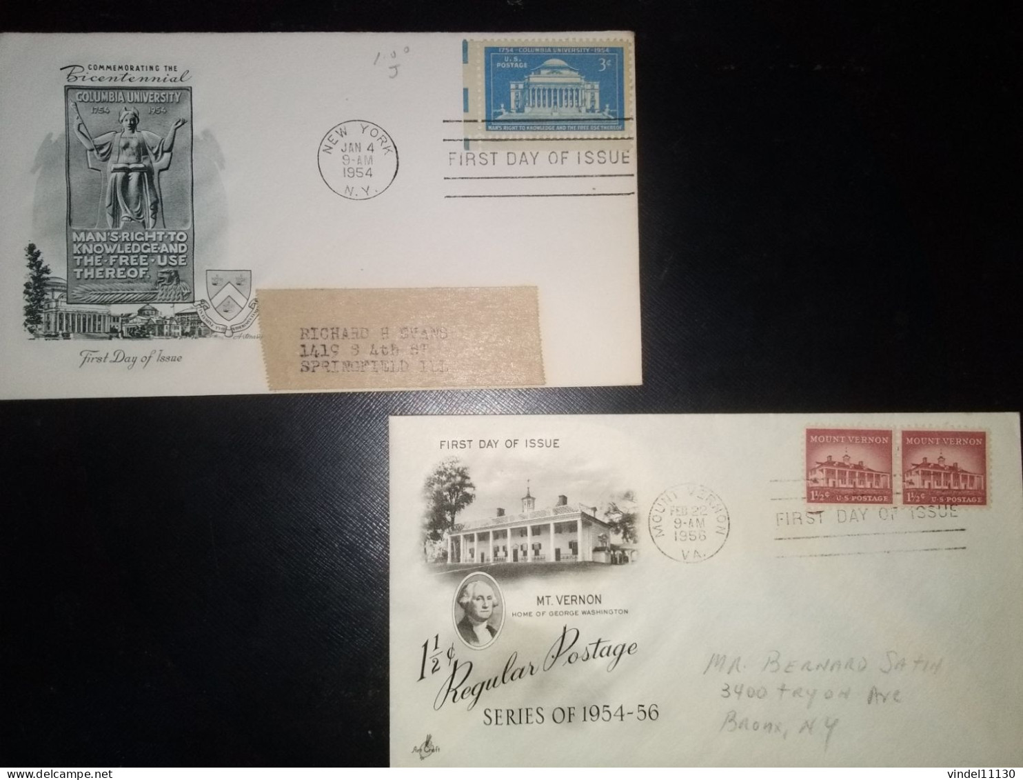 LOT FDC ETATS UNIS - 1951-1960