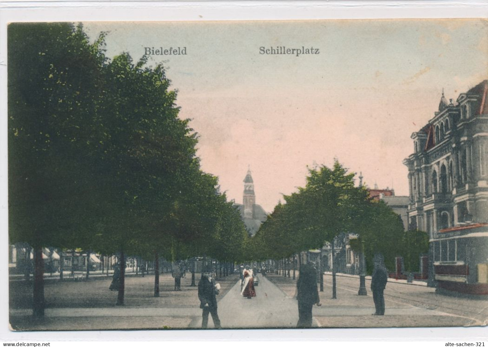 AK 1908 Schillerplatz Belebt Rathaus Straßenbahn Bielefeld - Bielefeld