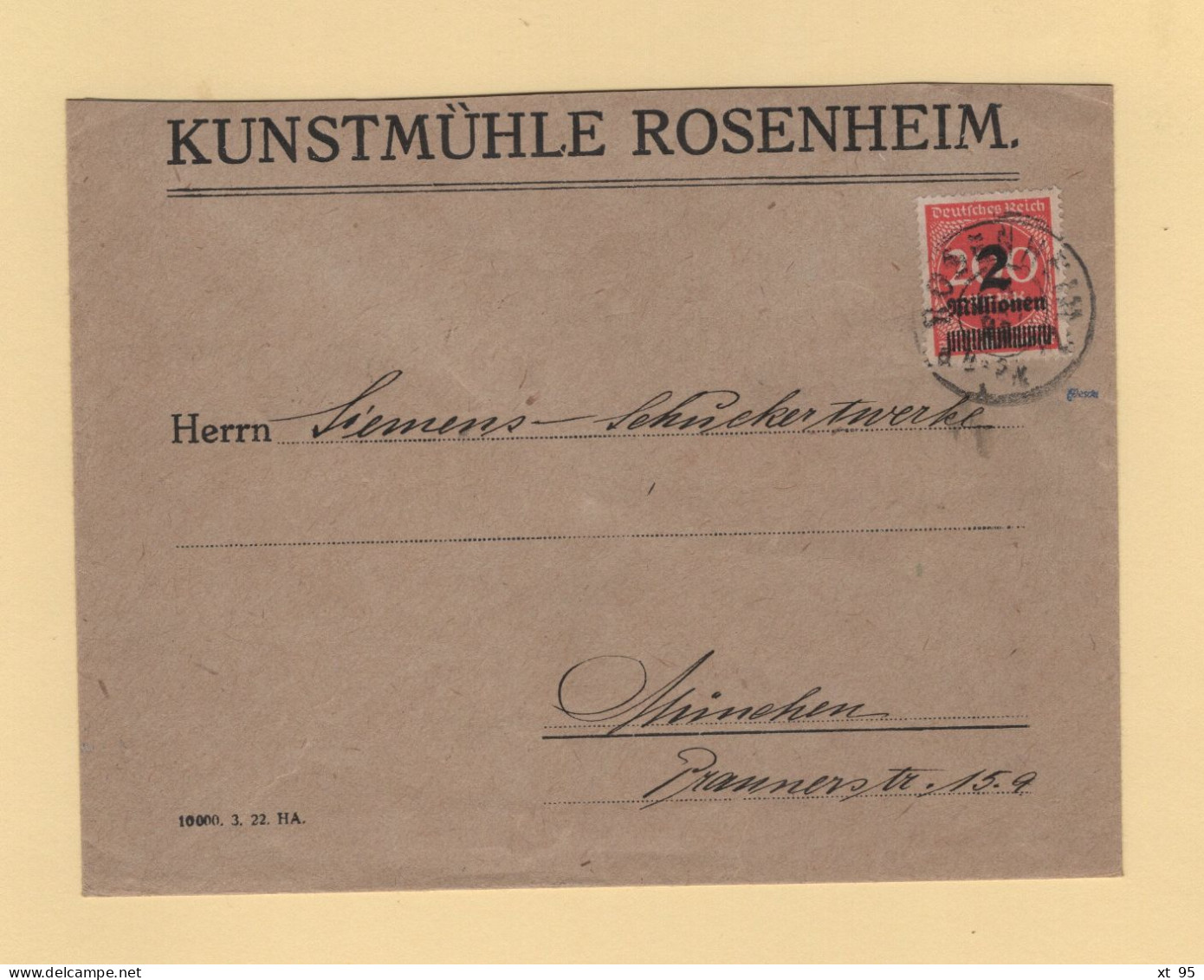 Allemagne - 2 Millionen Mark Sur Lettre - Rosenheim - Cartas & Documentos