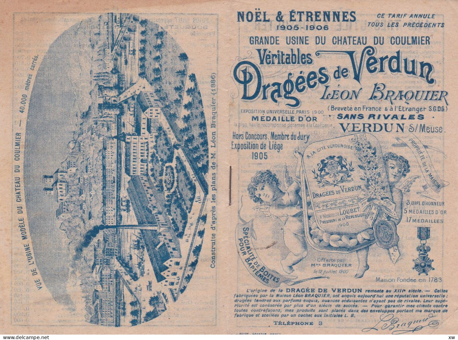 VERDUN-SUR-MEUSE-55-Livret Publicitaire De 20 Pages "Véritable Dragées De Verdun" L.Braquier- Etrennes 1905/06 -19-05-24 - Advertising