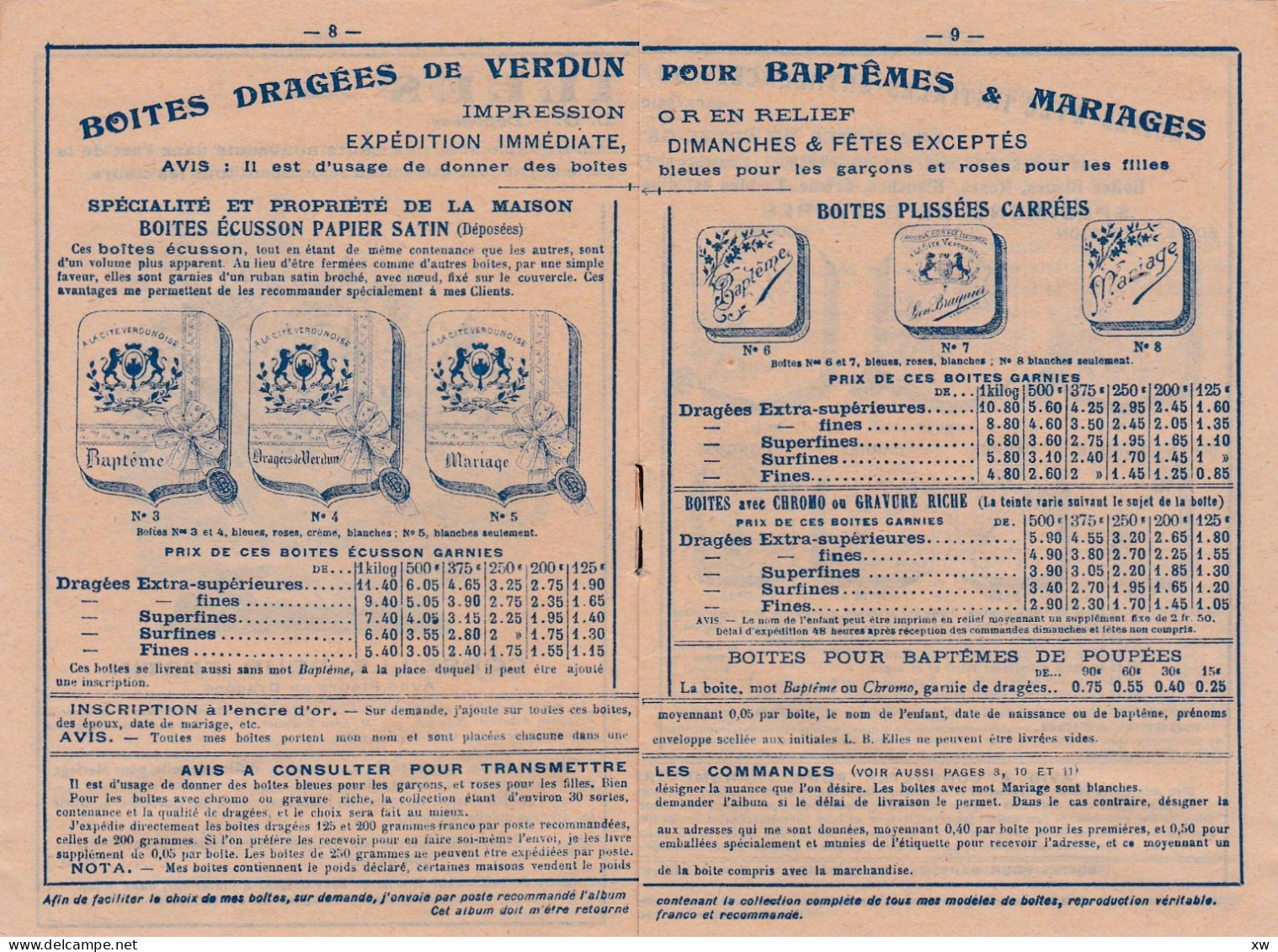 VERDUN-SUR-MEUSE-55-Livret publicitaire de 20 pages "Véritable Dragées de Verdun" L.Braquier- Etrennes 1905/06 -19-05-24