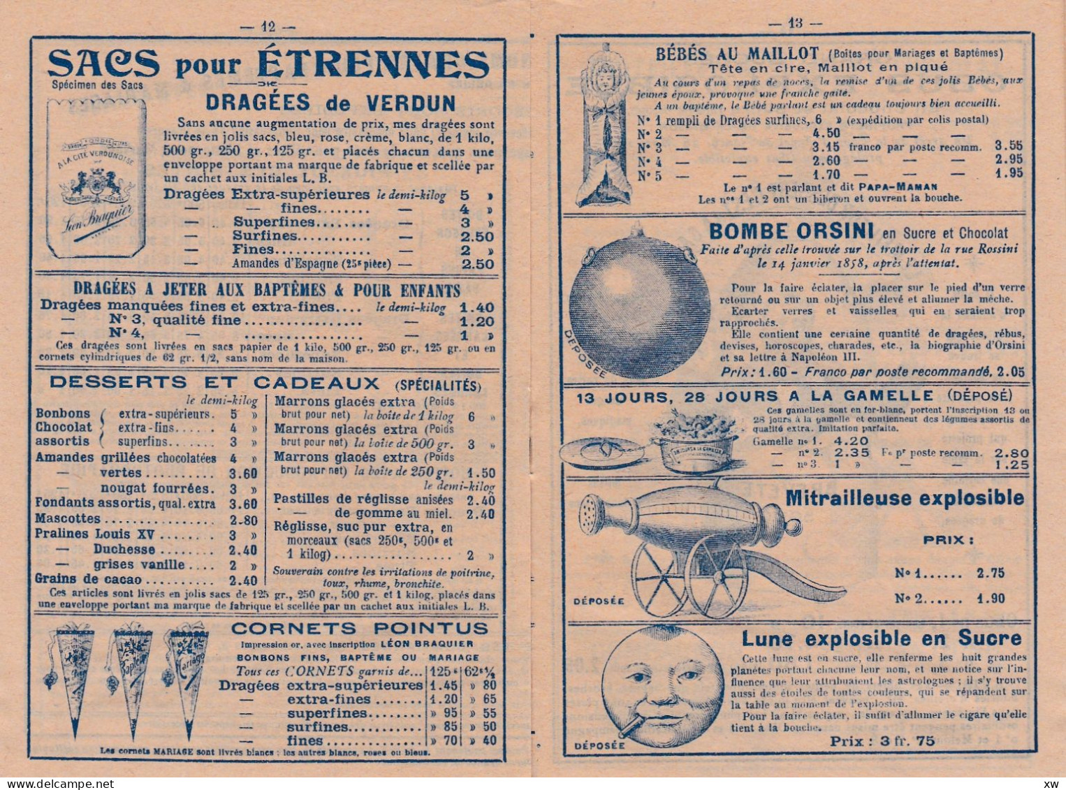 VERDUN-SUR-MEUSE-55-Livret publicitaire de 20 pages "Véritable Dragées de Verdun" L.Braquier- Etrennes 1905/06 -19-05-24