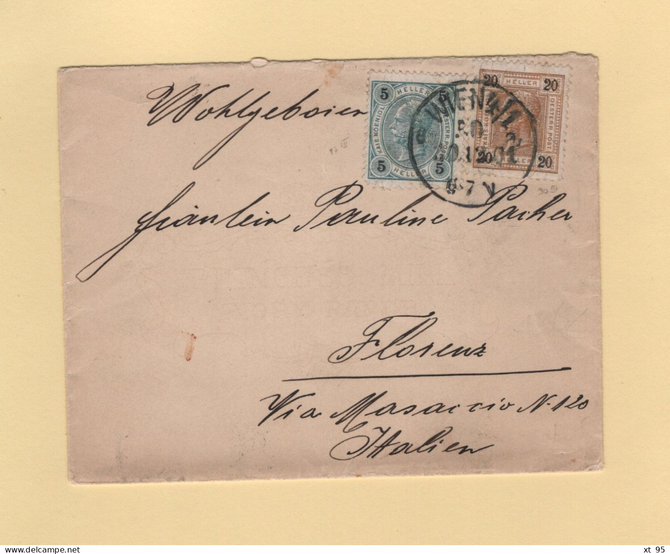 Autriche - Wien - 1901 - Destination Italie - Briefe U. Dokumente