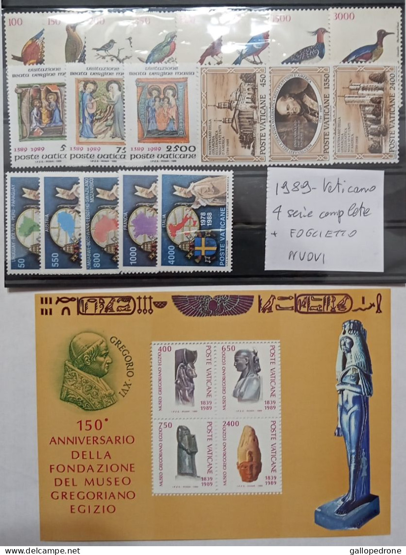 1989-Vaticano 4 Serie Complete, 19 Valori NUOVI+ 1 Foglietto MNH** - Unused Stamps