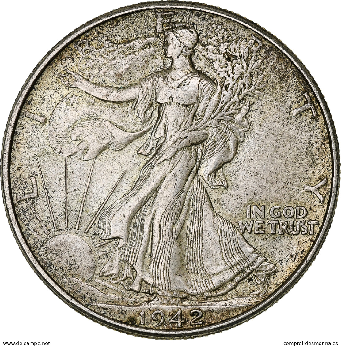 États-Unis, Half Dollar, Walking Liberty, 1942, Philadelphie, Argent, TTB+ - 1916-1947: Liberty Walking (Liberté Marchant)