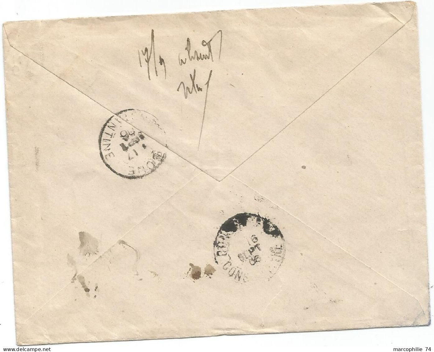 MAROC 25C MOUCHON X2 LETTRE COVER REC TANGER 11.9.1906 MAROC POUR ALGERIE - Lettres & Documents