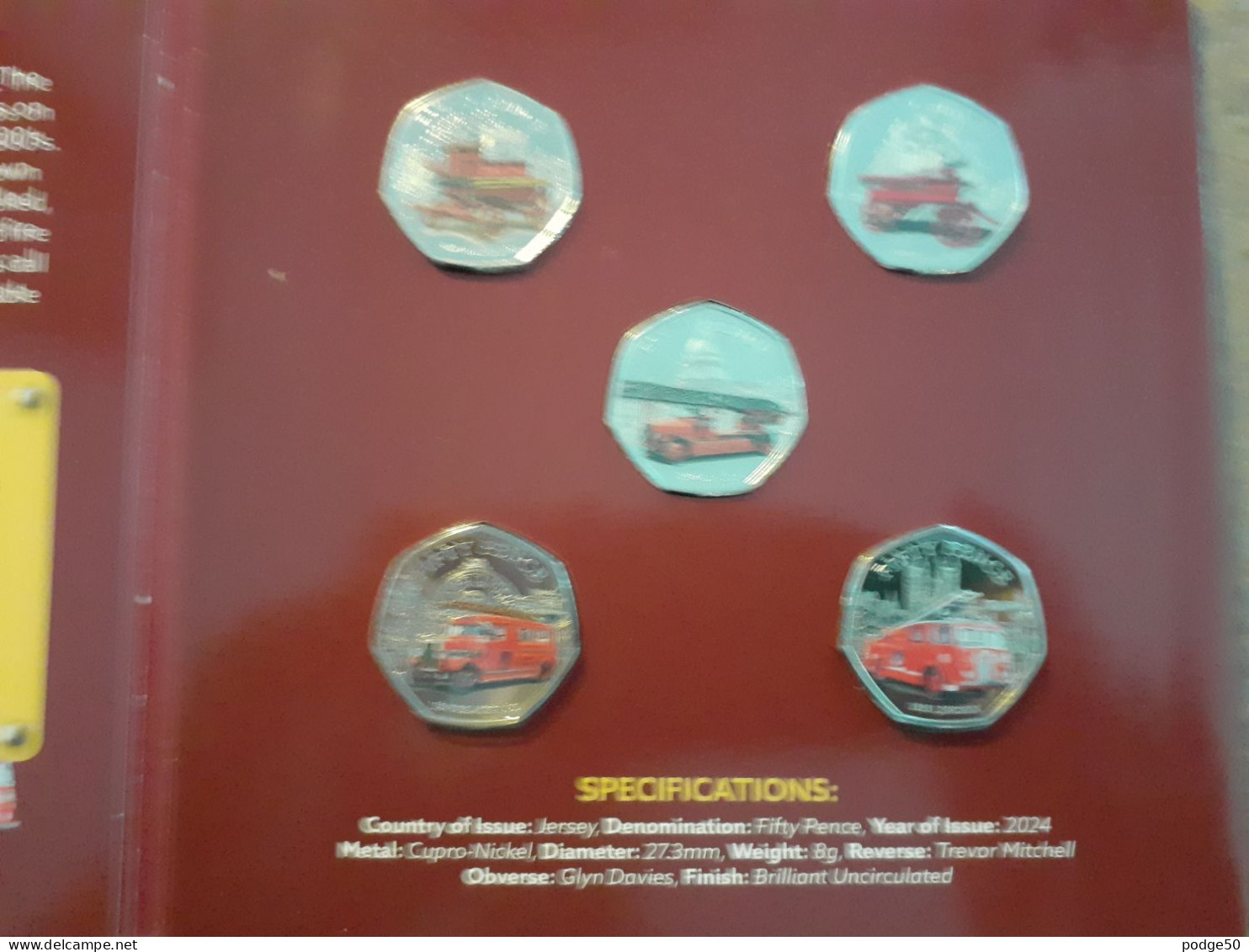 RARE ISLE OF MAN ARTIST'S EDITION FIRE BRIGADE COLOURED FIFTY PENCE COLLECTION ONLY 200 ISSUED - Île De  Man