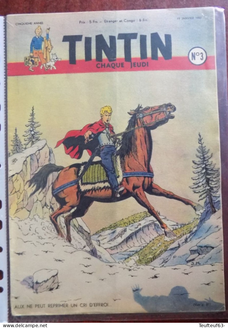 Tintin N° 3-1950 Couv. J. Martin (Alix) - Tintin Et L'or Noir - Tintin