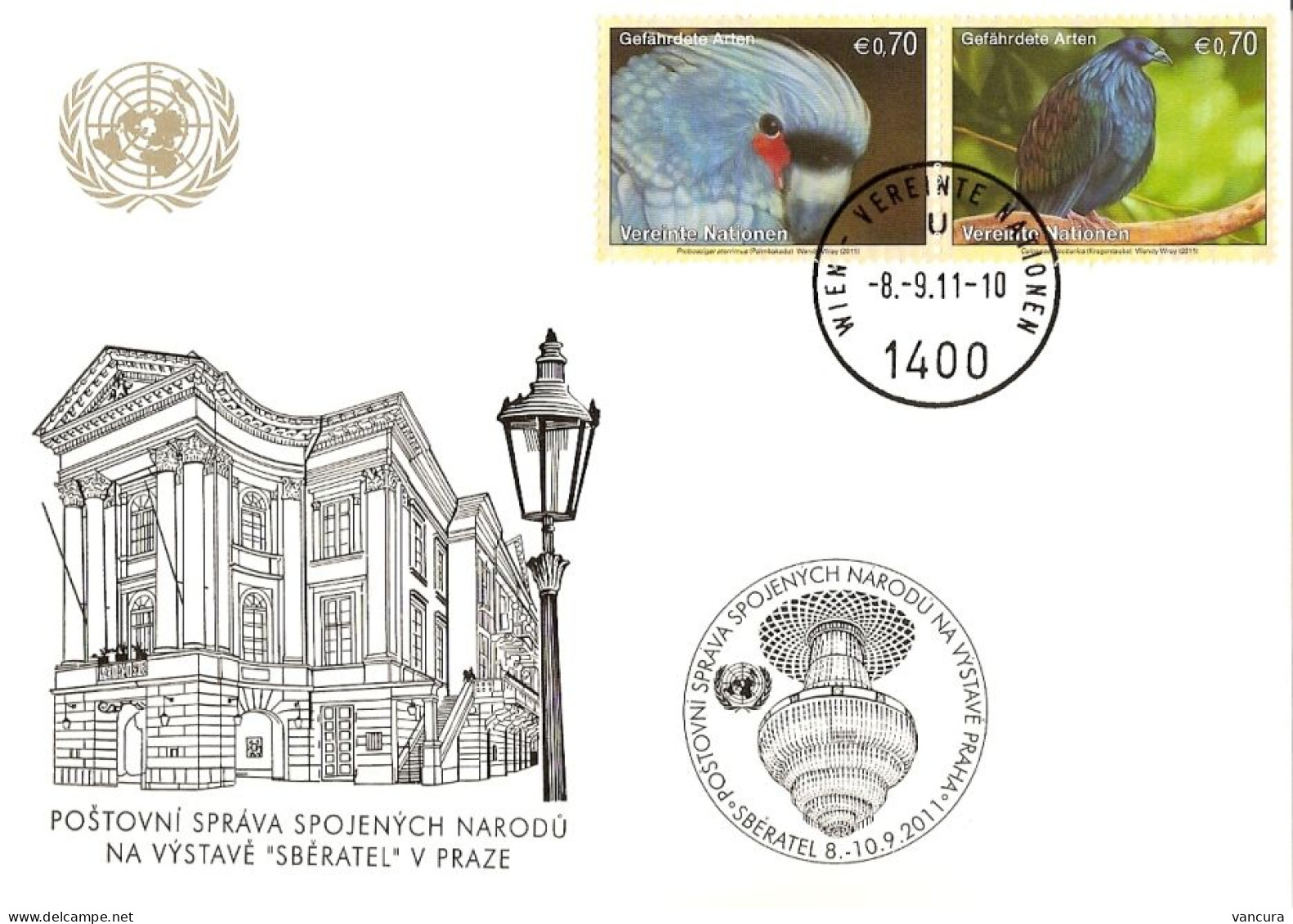 Postcards UNO Wien Sberatel/Collector/Sammler Prague Birds 2011 Parrot Eagle - Autres & Non Classés