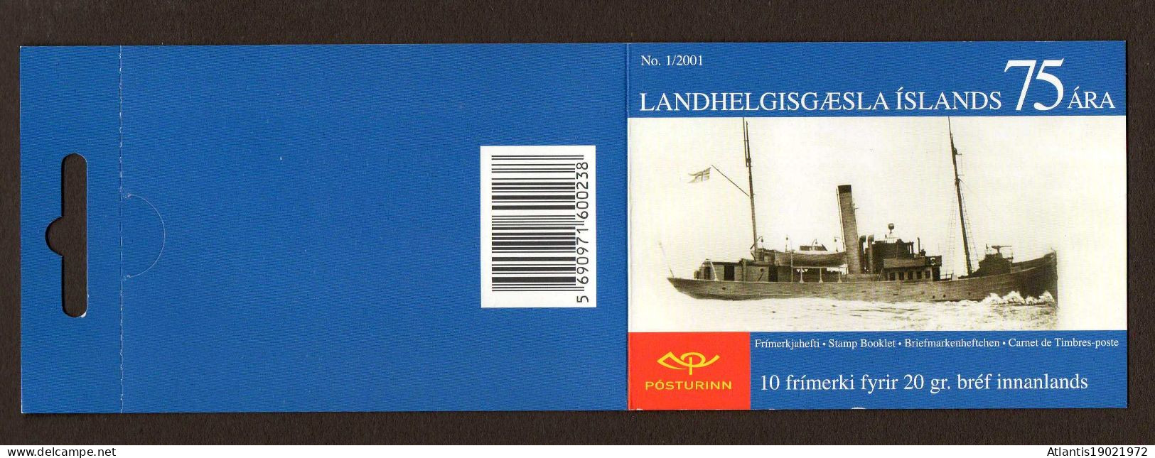 1 MARKENHEFTCHEN ISLAND 2001 75 JAHRE KÜSTENWACHE LANDHELGISGAESLA  POSTFRISCH - Booklets