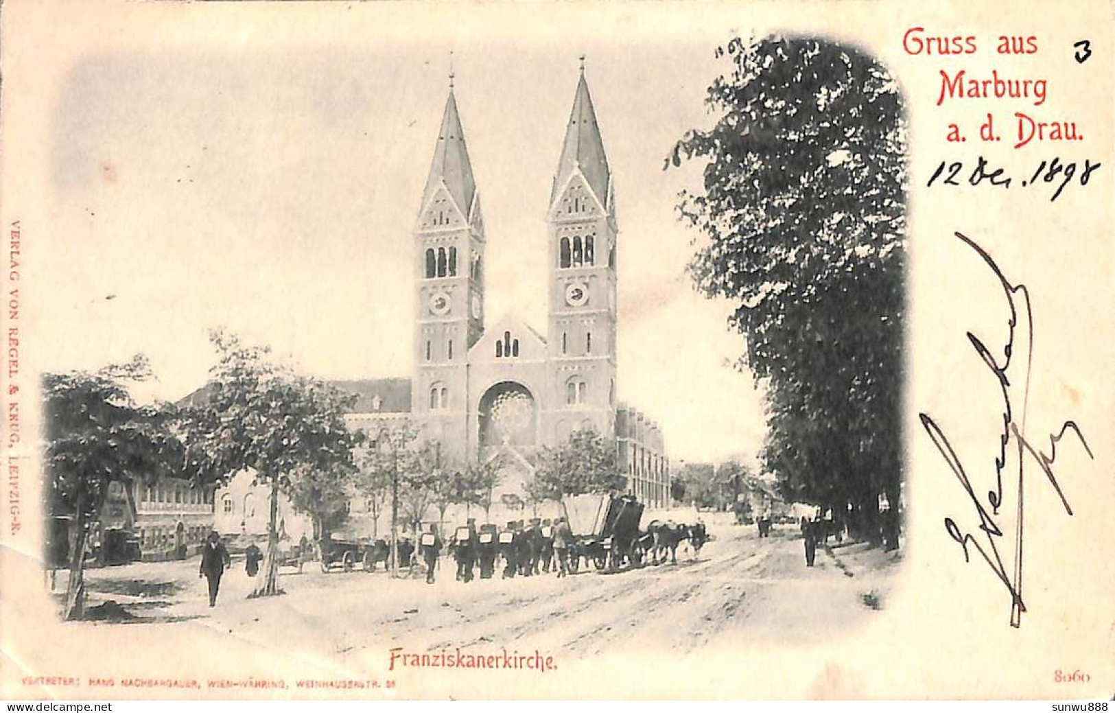 Slovenia - Gruss Aus Marburg A.d. Drau - Franziskanerkirche (1898 Verlag Von Regel & Krug..small Cut ! - Eslovenia